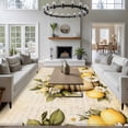 thumbnail image 4 of Vintage Lemon Area&nbsp;Rug 5x7ft Daisy Leaves Fruit Letter Background Non-Slip&nbsp;Washable Square&nbsp;Rugs Soft Felt Indoor Floor Mat for Bedroom Kitchen Living Room Bathroom, 4 of 9