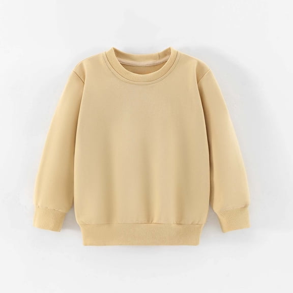 JOANKDMI Crewneck Sweatshirts Boys Girls 9-10 Long Sleeve Solid Color Pullover Shirts Kids Casual Fall Winter Active Basic Tops Youth Warm Sportswear Athletic Clothes