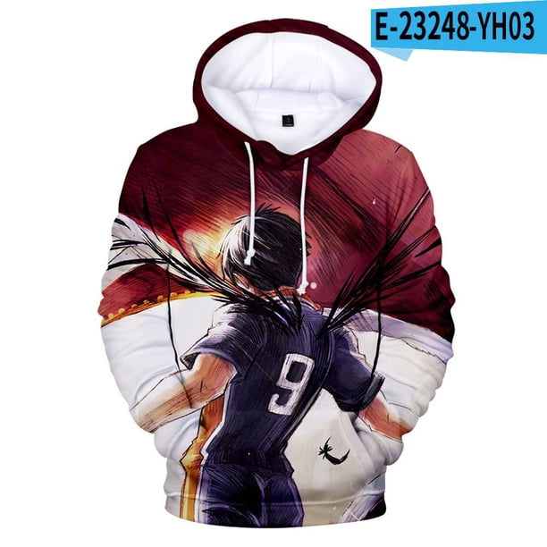 Haikyu!! Sudaderas con capucha de Anime, chaqueta informal para niños y adultos, tallas para niños, kageyama tobio, jersey de Cosplay, Jersey Unisex12Niños140 Deng Xun unisex