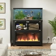 thumbnail image 2 of 40-50 Gallon Aquarium Stand with LED Flame Light and Metal Frame -NO HEAT, Fish Tank Stand with Glass Doors, Modern Design Storage Cabinet Hold Up for 700LBS, Black, 2 of 10