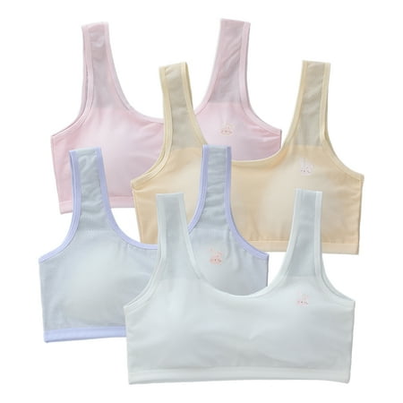 4 Pack Training Bras for Girls Cotton Bras Breathable Straps Girl Training Bra Padded Bras for Girls 10-16