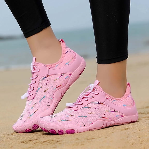 lnmuld Men Women Barefoot Shoes, Breathable Mesh Multi-Purpose Shoes Color:Pink,Size:6.5