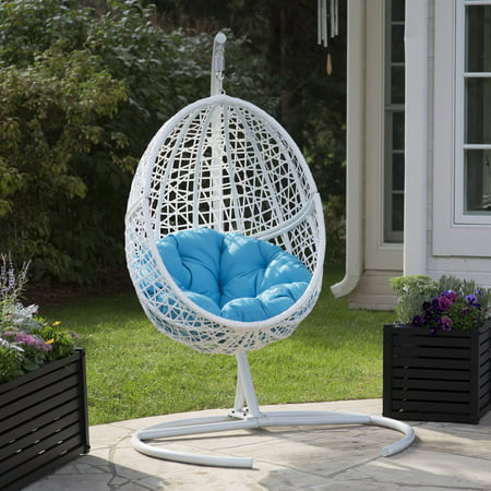 Belham Living Resin Wicker Blanca Hanging Egg Chair With Cushion