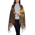 thumbnail image 2 of Rateoe Rustic Sunflower Bouquet Women's Traditional Scarf Wrap Tassel Shawl Fringes Neck Head Shawl Retro Scarf, 2 of 8