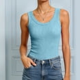 thumbnail image 4 of vigerkar Womens Sleeveless Crewneck Ribbed Tank Tops Casual Basic Summer Top Slim Fitted Racerback Shirts (Mint Green, L), 4 of 7