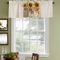 thumbnail image 3 of Leopard Sunflowers Curtain Valances for Windows, Kitchen Valance Window Treatments Panel 2 Pack, Vintage Glass Bottle Bow Rod Pocket Short Curtains for Bathroom Bedroom 42 x 18 Inch, 3 of 8