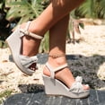 thumbnail image 5 of CYMMPU Women's Bow Decor Ankle Strap Wedge Sandals, Open Toe Platform Espadrille Heels, Comfort Summer Casual Dress Shoes for Beach Travel Beige 41, 5 of 9