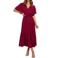 Women's Summer Boho Beach Sleeveless Solid Color Ruffle Party Tiered ...