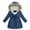 Dark Blue, variant on Toddler Winter Coat for Girls with Hooded Puffer Jacket Cute Print Jacket Full-Zip Long Sleeve Waterproof Kids Thicken Jacket for Girls 3-4 Years