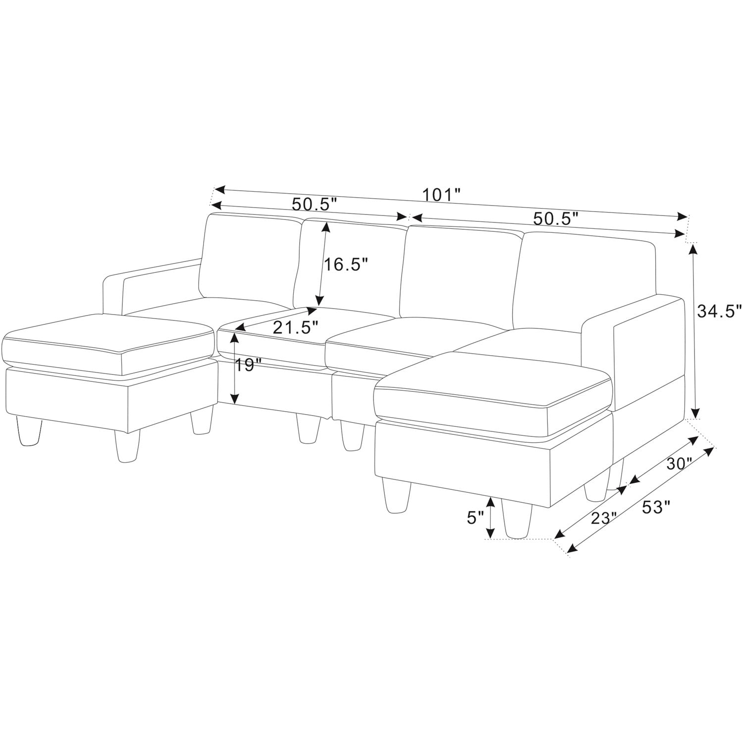 Hommoo Corduroy U shape Modular 4-Seat Sectional Sofa with Movable Ottoman, Living Room Furniture Set for Home, Green