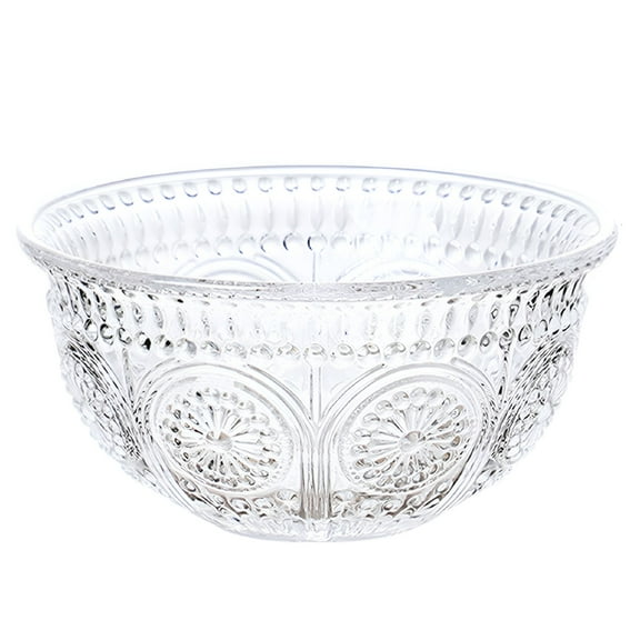 ACDANC Embossed Salad Bowl Vintage Decor Gold Glass Dessert Bowls Food Kitchen Serving