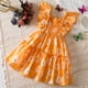 thumbnail image 4 of Odeerbi Niñas Verano Vestido Floral Con Volantes Manga Con Volantes Vestido de Princesa Sin Mangas Vacaciones En La Playa, 4 of 9