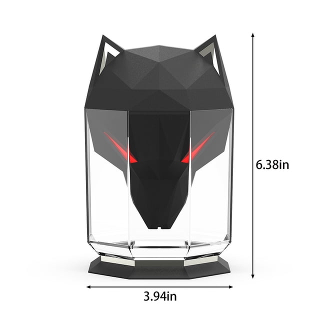 Humidificador de Lobo,Geometría 3D Diy Modelo de Lobo de Guerra con Tanque de Agua de 650 Ml Hasta 10 Horas de Luz Led Calmante,Humidificador de Niebla Fresca para la Decoración Del Hogar