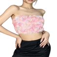 thumbnail image 3 of Summer Women‘s Strapless Ruched Tank Tops  3D Flower Pattern Camisole, 3 of 9