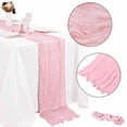 thumbnail image 1 of Elodie Cheesecloth Table Runner 157inch Anniversary Lightweight Rustic Sheer Runner Pink, 1 of 8