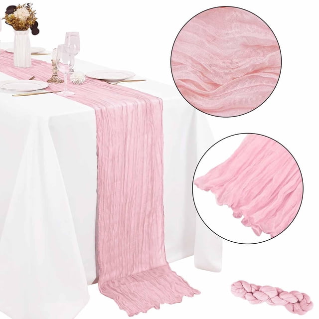 Elodie Cheesecloth Table Runner 157inch Anniversary Lightweight Rustic Sheer Runner Pink