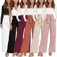 thumbnail image 3 of FLMEI Womens Wide Leg Pants High Waisted Business Casual Summer Dress Pants Long Work Trousers with Pockets for Women's S-XXL, 3 of 9