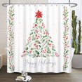 thumbnail image 3 of Duangreer Red Christmas Theme Waterproof Fabric Shower Curtain, Xmas Tree Branches and Colorful Ball Decors for Bathroom, 72x72 Inches with Hooks, 3 of 6