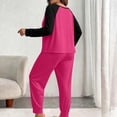 thumbnail image 4 of Njagoc3 Women's Color Block Lounge Set Raglan Sleeve Crew Neck Top and Long Pants 2 Piece Casual Sleepwear, 4 of 6