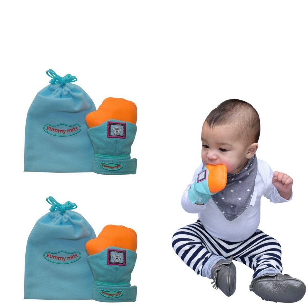 Yummy Mitt Teething Mitten Non Glow Blue Only Certified Cotton Teething Mitt Self Soothing 