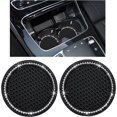 thumbnail image 1 of Yazoeia 2 Pack Bling Car Cup Coaster, 2.75 Inch Rhinestone Silicone Auto Cup Holder Insert Coaster, Anti Slip Crystal Soft Rubber Cup Pad, Universal Vehicle Accessories for Women (Black), 1 of 6