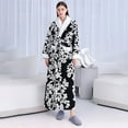 thumbnail image 2 of SNOWSONG Women's Sherpa Fleece Chenille Robes Long Warm Plush Luxury Bathrobe Fuzzy Thicken Housecoat Jacquard Pattern 1PC Robe Black XL, 2 of 6