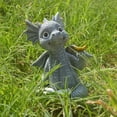 thumbnail image 3 of Estatua de de jardín, escultura de resina, divertidas figuras de resina, adornos de jardín de hadas para fi, hogar, patio, césped, jardín, Soledad Estatua del dragón, 3 of 10