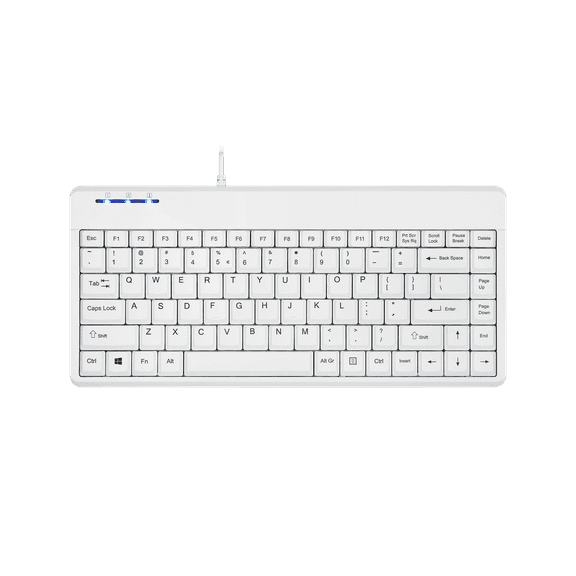 Perixx PERIBOARD-409WU US, Wired USB Mini Keyboard - White - US English