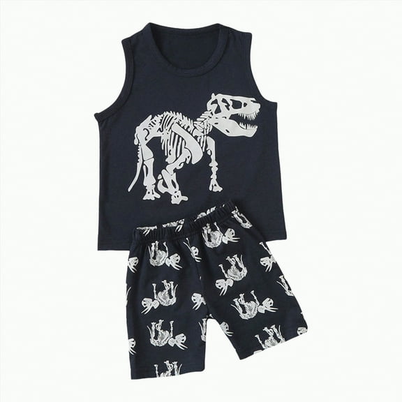 TOWED22 Toddler Baby Boy Clothes Sleeveless Tank Tops   Striped Print Jogger Shorts with Pockets 2Pcs Summer Outfits(White,2-3 Y)