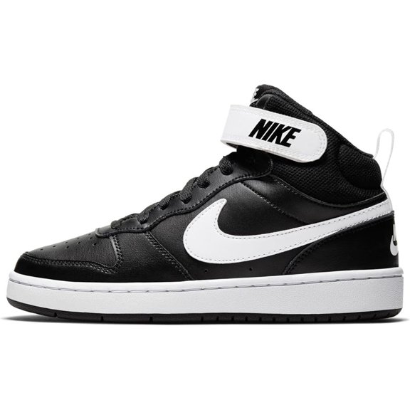 Nike Boy's Court Borough Mid 2 (Big Kid) Sneaker, Black/White, 6.5