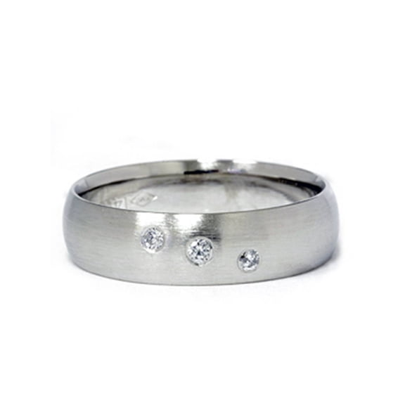 Pompeii Mens Three Stone 14K White Gold Diamond Wedding Band (G/H,SI)