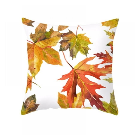 Fall Pillow Covers 18x18 inch Set of 2 -Autumn Fall Pillows Foliage Harvest Design  Leaf Pillow Colorful Thanksgiving Throw Pillow Covers Country Style Home Fall Decor Cushion Cases