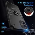 thumbnail image 3 of ELEHOLD Full Body Case for iPhone 12,Shockproof and Anti-Drop Phone Case Built-in Bracket Car Magnetic,Black, 3 of 8