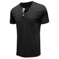 thumbnail image 4 of Capreze Men Short Sleeve T Shirts Front Pocket Button Down Basic Tee Holiday T-shirt Solid Color Pullover Black 2XL, 4 of 8