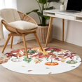 thumbnail image 5 of Fall Pumpkins Round Area Rug 3 FT, Small Kitchen Bathroom Mat, Thanksgiving Eucalyptus Autumn Leaves Washable Indoor Outdoor Throw Runner Carpet Non-Shedding Doormat for Table Shower Sofa Entryway, 5 of 9