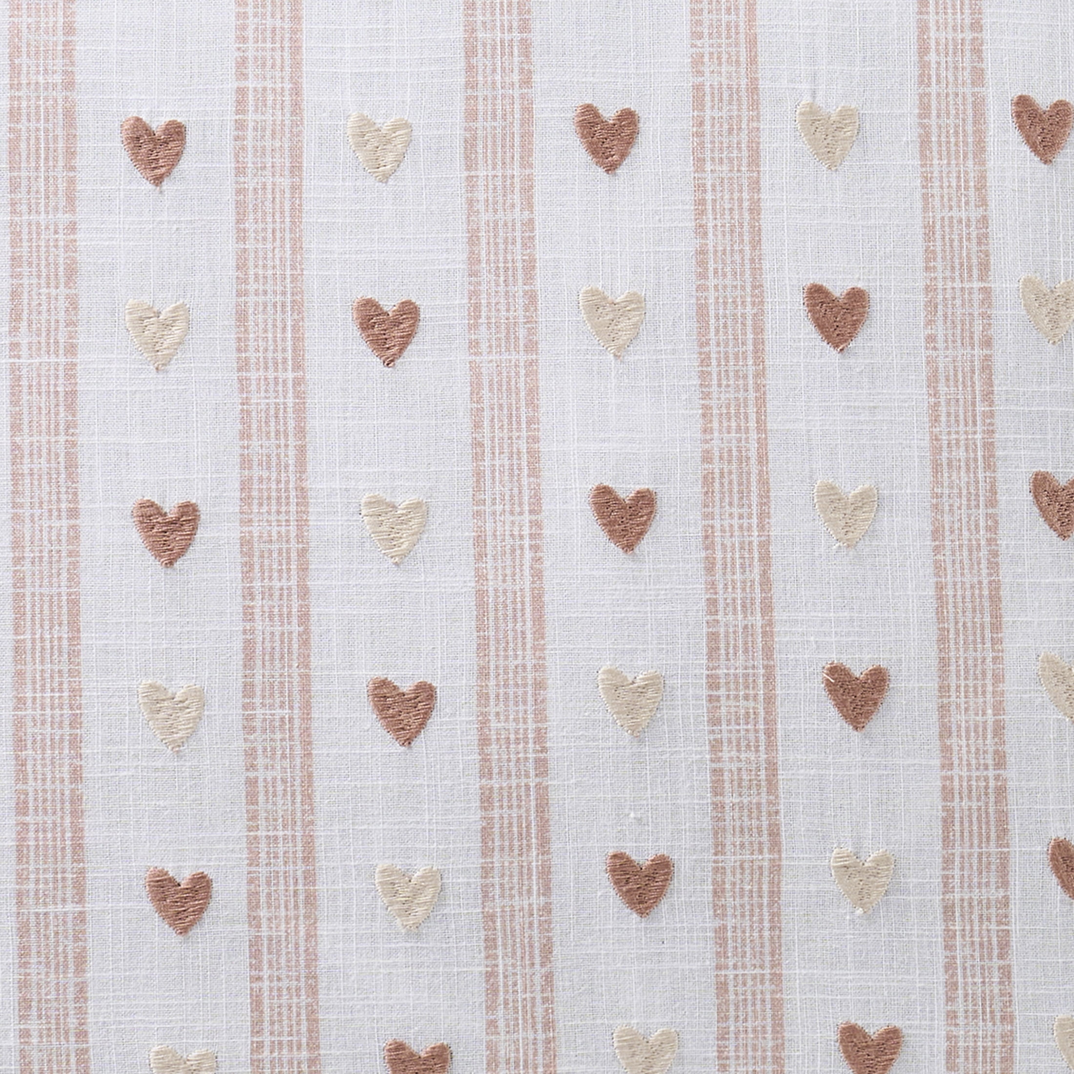 My Texas House 20" x 20" Marna White/Pink Hearts Cotton Decorative Pillow Cover