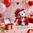 thumbnail image 3 of Valentine's Day Red Hat Rose Teddy Bear Acrylic Ornament - Romantic Christmas & Decorations 2026 Table & Tree Decor, Cute Teddy Bear Festive Love-Themed Statue, Winter Holiday Gift, 7.1*7.9in, Red, 3 of 8