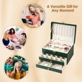thumbnail image 7 of Jewelry Box with Organizer Drawer, 3-Layer Jewelry Organizer box for Rings Earrings Necklace Bracelets jewelry boxes, Gift for Women Girls (Green), 7 of 7