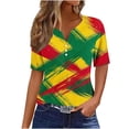 thumbnail image 1 of Blusas de Verano de las Mujeres Casual Gradiente Manga Corta V-Cuello Superior, Ligera Imitación de Tela de Estante para la Primavera Y el Verano Diario Y de Fiesta, 1 of 5