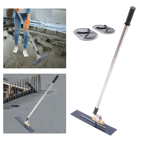 Miumaeov Long Handle Concrete Trowel Telescopic Cement Surface Smoothing Tool with Finishing Shoes