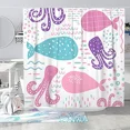 thumbnail image 4 of Pink Whale Shower Curtain Cool Fun Ocean Cartoon Shower Curtain Bathroom Cute Kids Bathroom r Polyester Hanging Curtains, 4 of 7