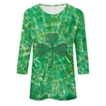 thumbnail image 5 of Mceream St Patty's Day Shirt Women 2026 Casual Plus Size Crew Neck 3/4 Sleeve Irish Clover Tees Funny Saint Patrick's Tunic Tops Graphic Summer Shirts Green XL, 5 of 5