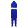 thumbnail image 2 of Sholeno Kids Girls Tassels Latin Dance Suits Halter Neck Sleeveless Crop Top with Pants Tiered Fringe Dancewear Royal Blue 6, 2 of 6