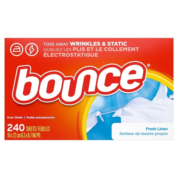 Bounce Fresh Linen Scented Fabric Softener Dryer Sheets, 240 Count