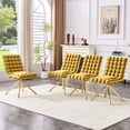 thumbnail image 4 of NEW Set of 2 Yellow Puffy Bubble Chair Ball Chain Chair Velvet Dining Chairs with Gold Legs, Modern Tufted Accent Chairs for Dining Room & Kitchen, 4 of 10