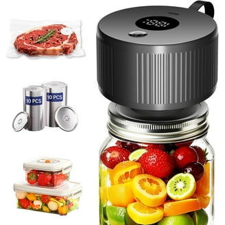 Mason Jar Vacuum Sealer Kit With Auto Stop - Includes 20 Lids, Portable Food Storage & Canning Tool