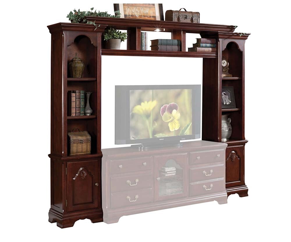 Acme Furniture Hercules Entertainment Center with Shelf Bridge and 2 Side Piers, Cherry Finish