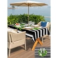 thumbnail image 4 of Outdoor Tablecloth with Umbrella Hole and Zipper, Flower Wreath Rectangle Table Cloth 60x84 Inch Waterproof Tablecloth, Farmhouses Bow-Knot Black Stripes Picnic Table Cover for Patio Camping, 4 of 7
