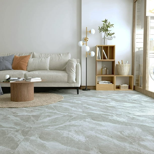 VEELIKE 24Pack Grey Marble Bathroom Tile Waterproof Peel and Stick