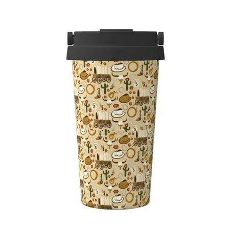 

KLL Wild West Cowboy Pattern Stainless Steel Vacuum Insulated Tumbler - Carry Insulated Coffee Mug - Reusable Insulated Cold Brew Iced Coffee Cup Thermos